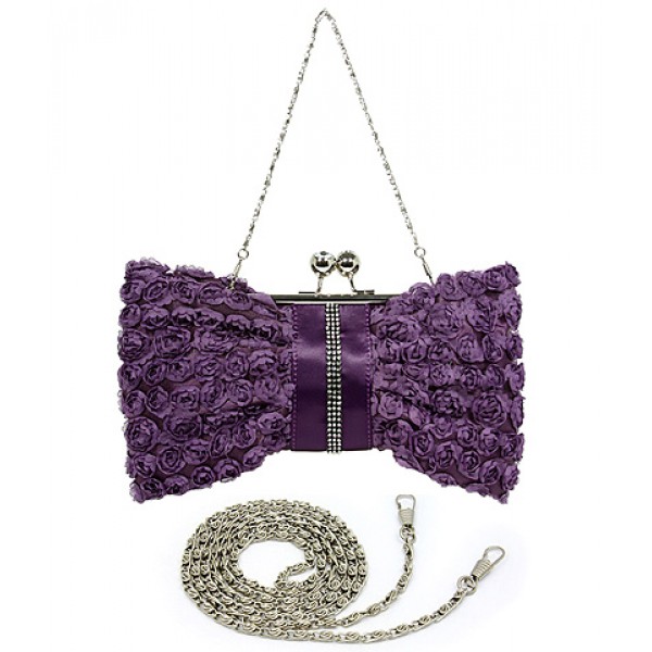 Evening Bag - Rosettes w/ Linear Beads - Purple - BG-639F-PL